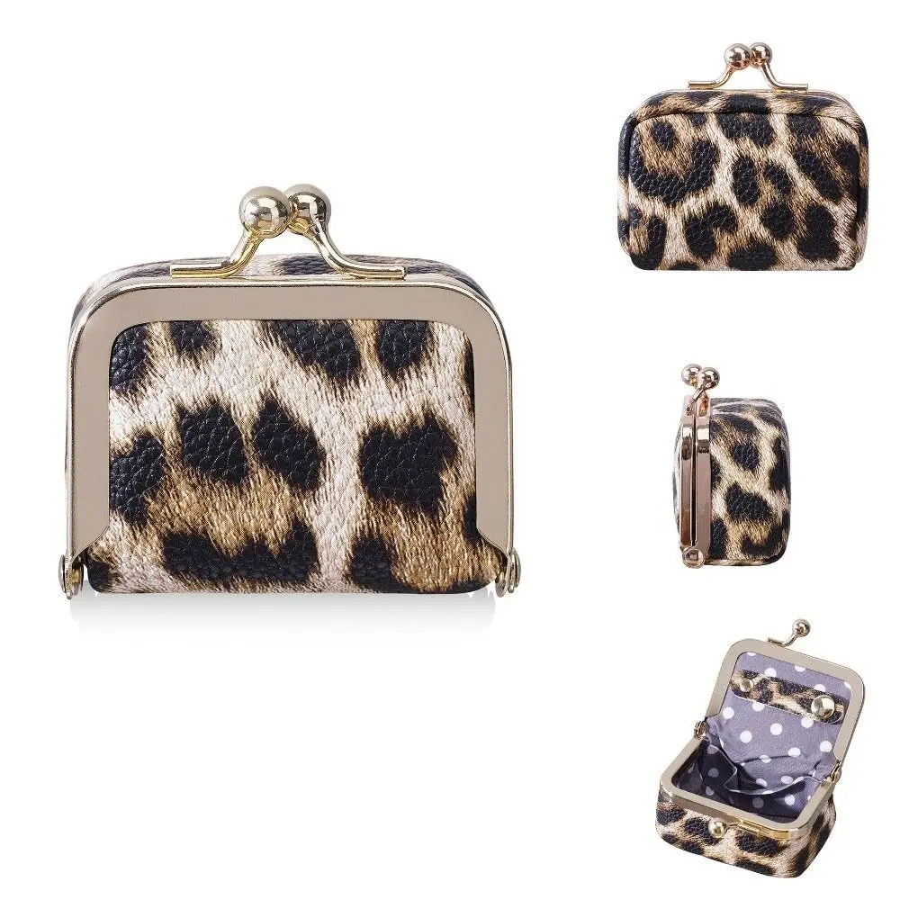 Einfache Geldbörse mit Leopardenmuster und Klickverschluss, quadratisch, aus PU-Leder, Schmucktasche, Mini-Geldbörse, Tasche für kleine Gegenstände, Schlüssel, Lippenstifte – Detail 9