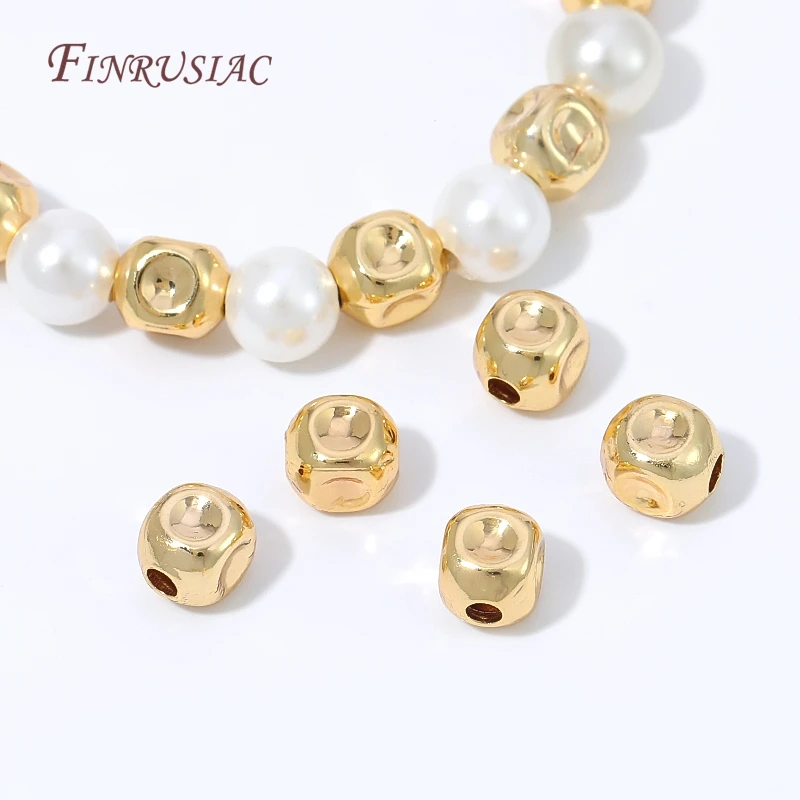 10/20Pcs 18K Gold Plated Spacer Beads Metal Crushed Beads For Jewelry Making Supplies,Beads For Bracelet And Necklace Findings