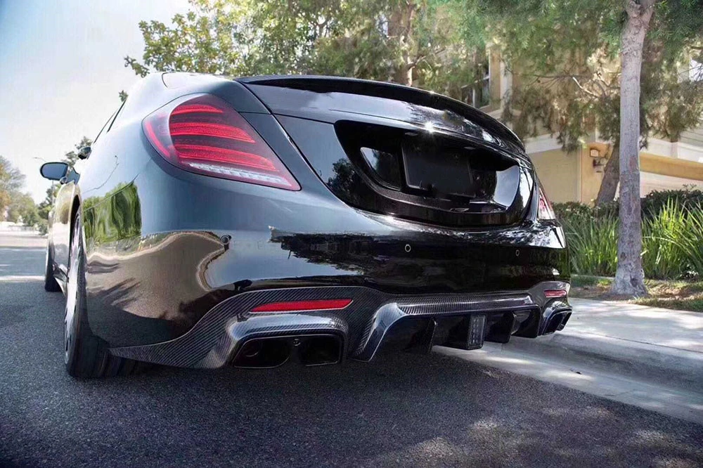 Carbon Fiber Rear Bumper Diffuser for Mercedes Benz S Class W222 S63 S65 AMG B style 2018 2019 FRP Body Kits