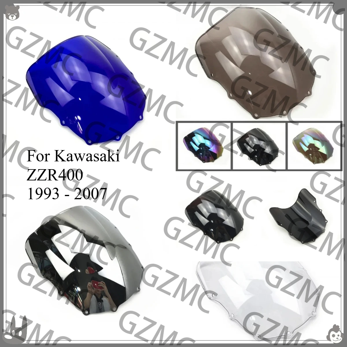 Windshield WindScreen Motorcycle Wind Deflector For Kawasaki ZZR400 1993 - 2004 ZZR 400 1997 1998 1999 2000 2001 2002 2003 2004