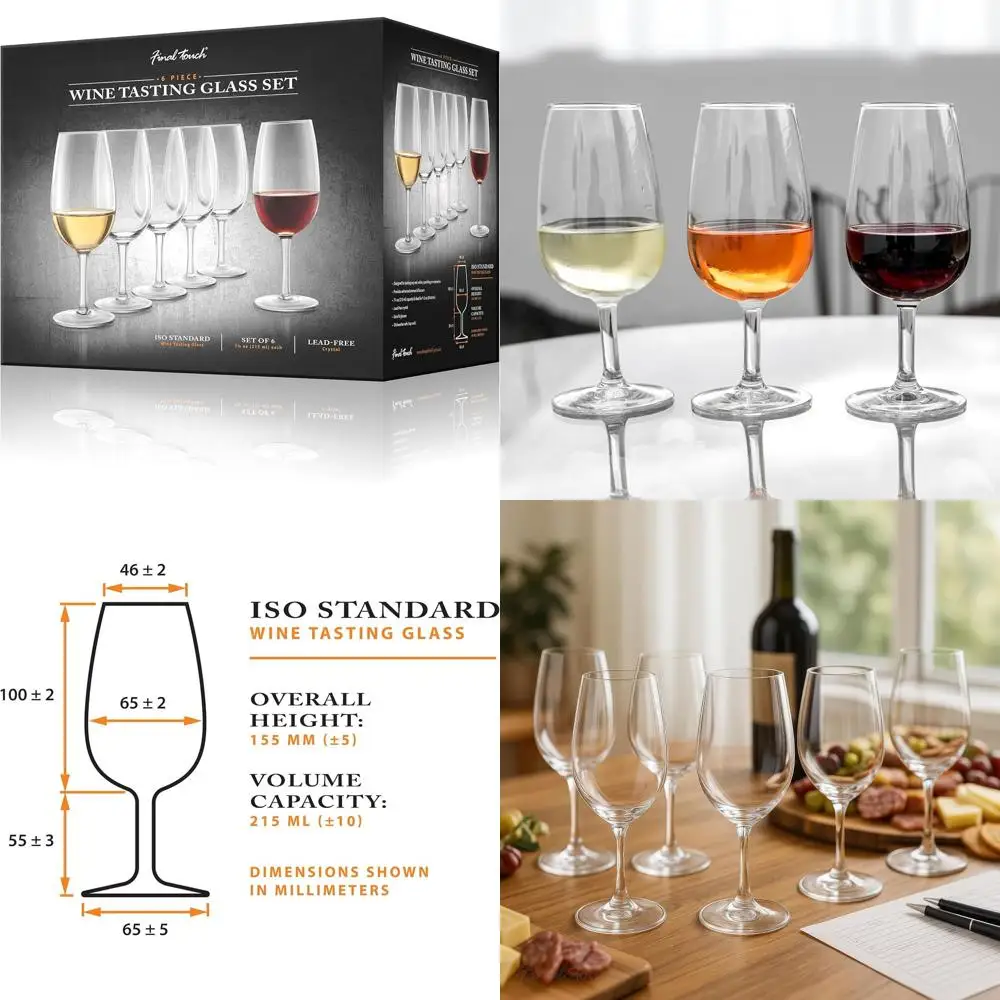 

Set of 6 Crystal Wine Glasses - Lead-Free for Various Wines - 7¼ oz - Perfect for Tastings and Events