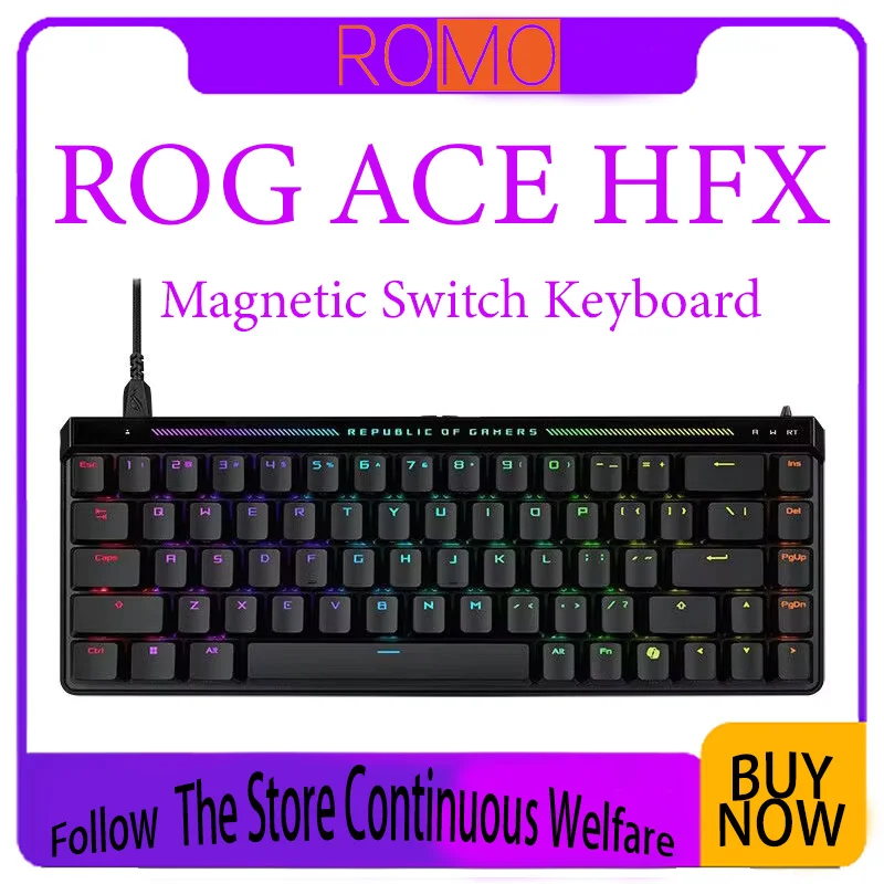 

2024 Original ROG Ace HFX Magnetic Switch Keyboard Wired Gasket PBT Keycaps CNC Aluminium Pc Gaming Keyboacd customizable