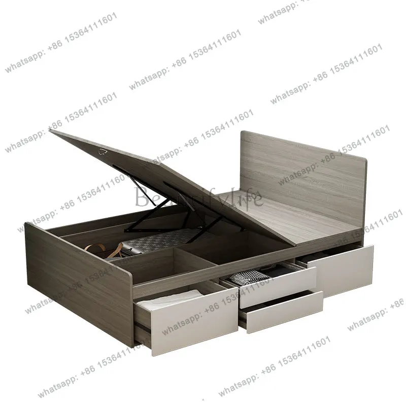 Multifunctional Wood Bed Custom Made Tatami Solid Wood Single Storage Bed Home Minimalist Confortable Muebles Bedroom Furniture