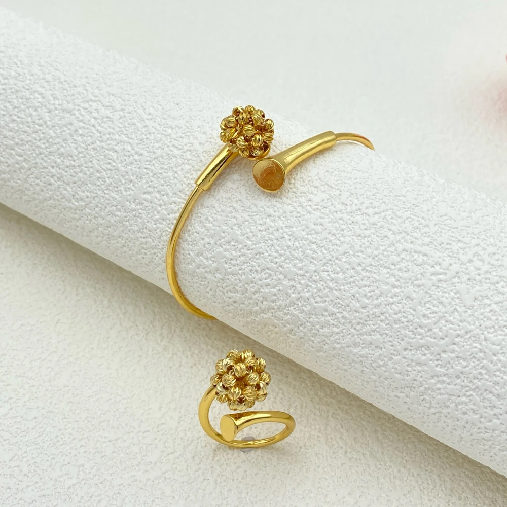 

Falair Минимализм Медные комплекты ювелирных изделий для женщин Позолоченный браслет Кольцо для женщин Повседневная одежда Подарок