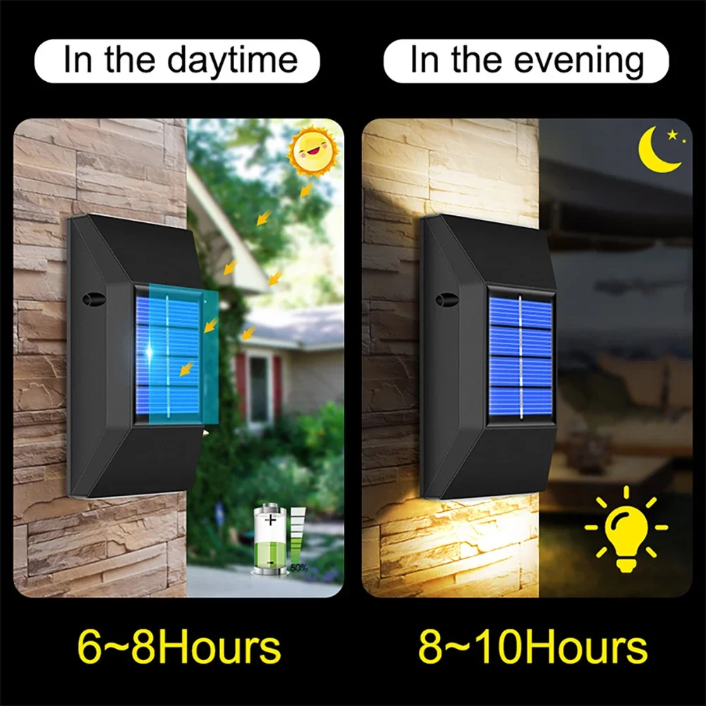 Outdoor Waterproof Solar Powered LED Wall Lamps for Garden Decoration & Street Lighting - Set of 2