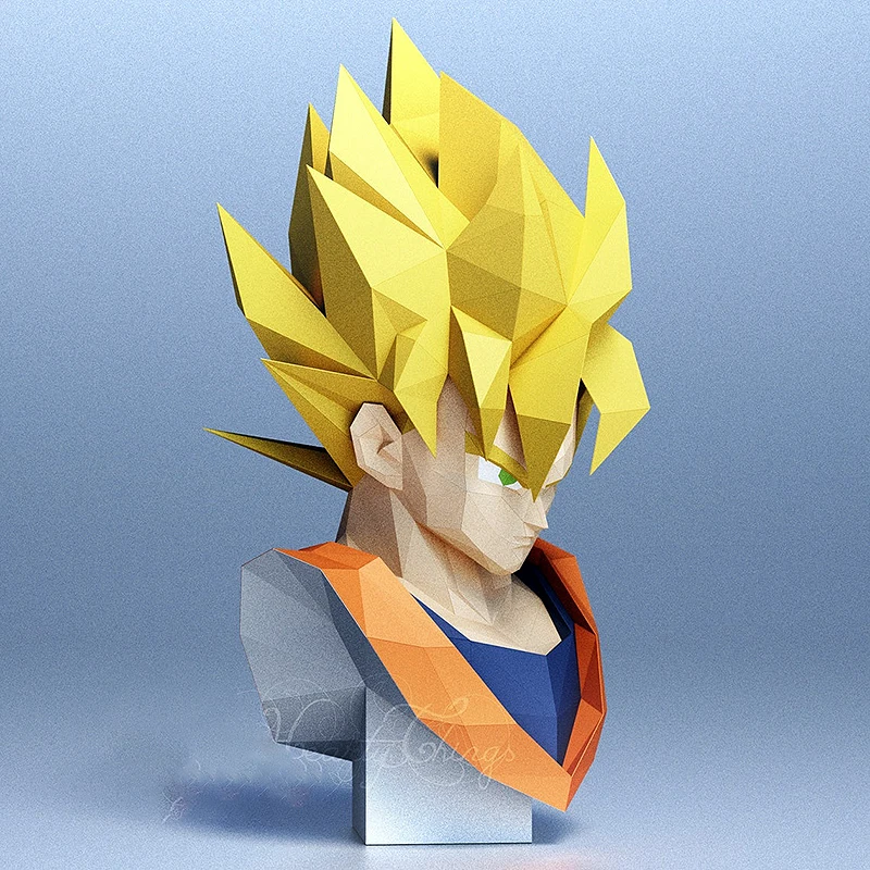 73cm SonGoku Bust Sculpture Paper Model DragonBallZ Anime Figures Papercraft 3D DIY Hand Made Toy Home Decor Desk Decoration