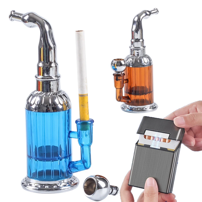 Newest Water Smoking Pipe Portable Circulation Cigarette Holder Shisha Hookah Cigarette Bottle Best Smoking Gift for Men Women