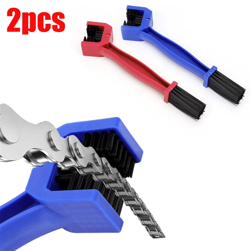 Dual-sided Design Bicycle Chain Brush 2 Pack Sturdy Bristles Motorcycle Chain Cleaner Scrub Tool Deep Clean Grime