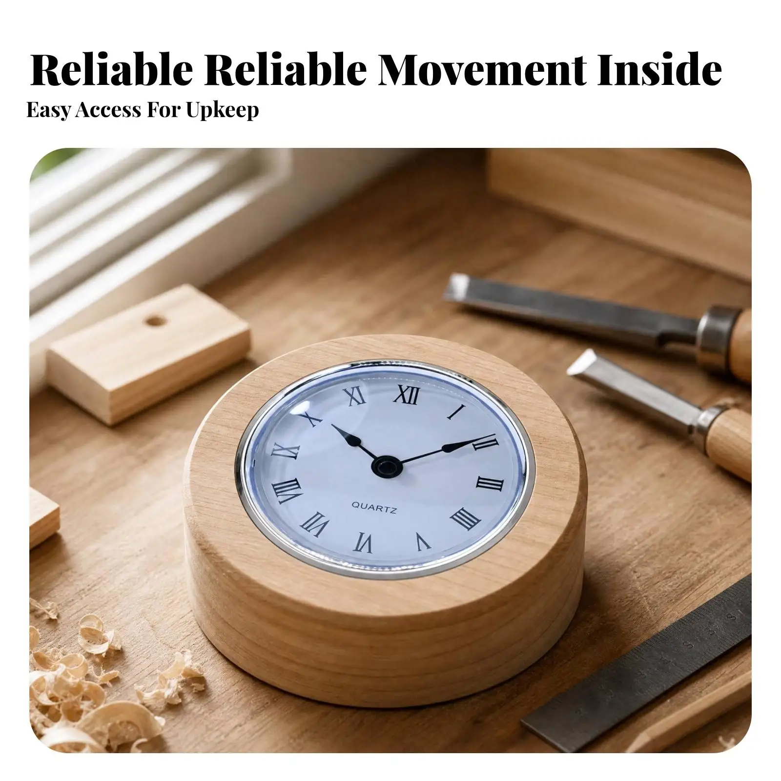Round Quartz Clock Movement Insert 80mm Front 76mm Rear for Custom Clock Building and Old Clock Restoration