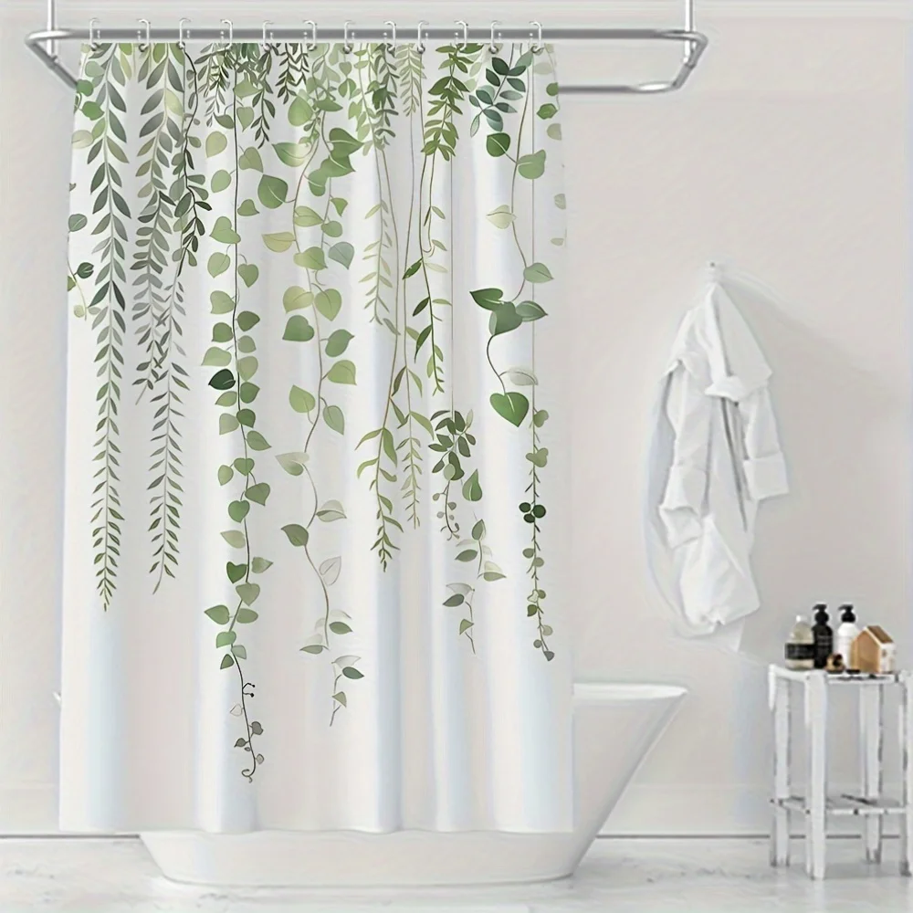 Botanical Leaf Pattern Shower Curtain Green Tropical Nature Rainforest Waterproof Bathroom Decor 180x200cm