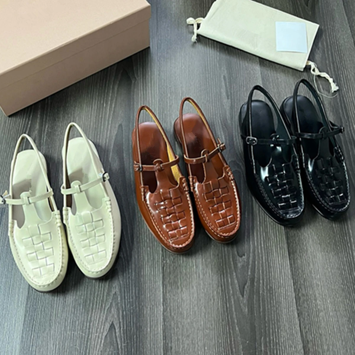 

Maxdutti Vintage Handmade Cowhide Shoes Top Quality Summer Sandals British Retro Woven Sandals Shoes Women
