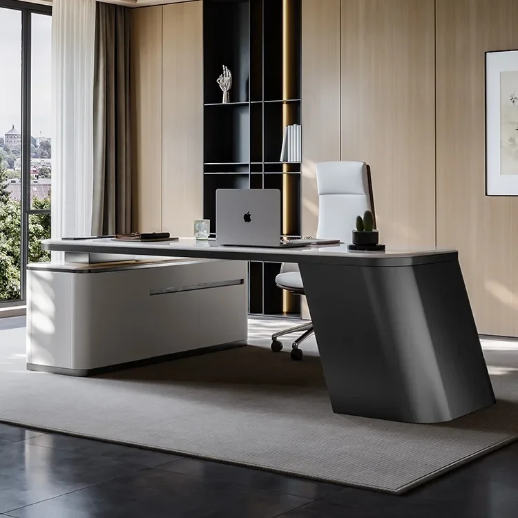 Light luxury supercrystalline stone study desk Modern simple home computer desk