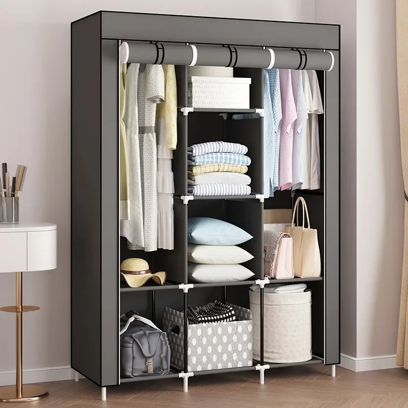 Household GoodsSimple Wardrobe Dormitory Rental E****my Bedroom Storage Large Capacity Combination Non-woven Wardrobe
