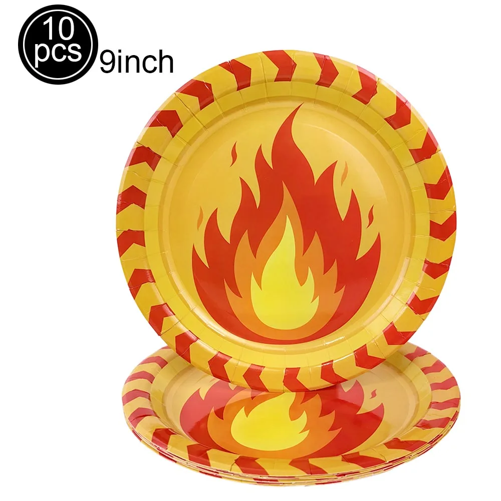 Feuer Thema Einweggeschirr Pappteller Tassen Servietten Strohhalme Tischdecke Ballon Feuerwehrmann Jungen Geburtstag Party Dekor Zubehör – Detail 4