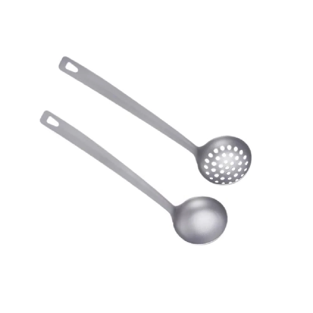Pure Titanium Strainer Spoon Soup Ladle Lightweight Long Handle Deep Head for Hot Pot Outdoor TA1 Anti-Rust Non-Drip Hanging Hol