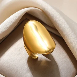 Stainless Steel Chunky Rings For Women Gold Color Geometric Opening Wide Oval Ring Punk Wedding Party Gift 2024 BFF anillos
