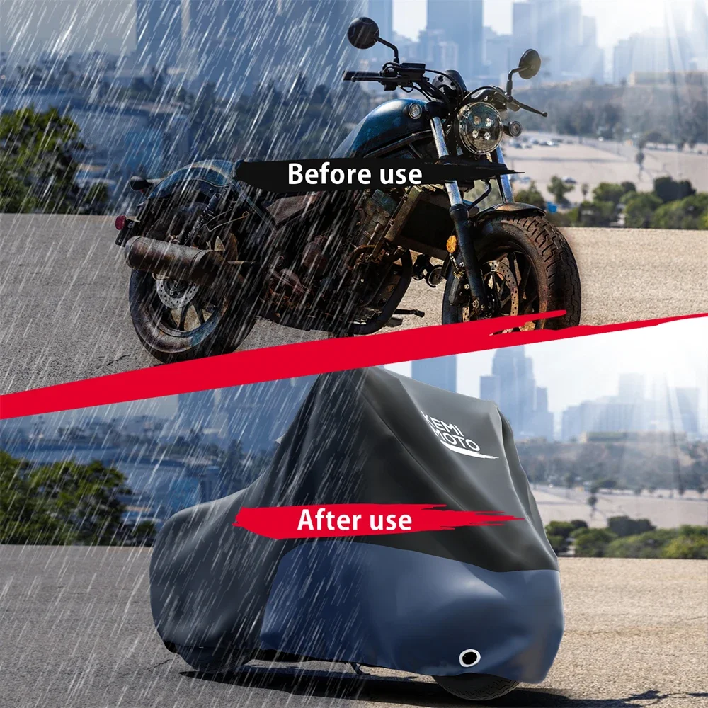 Motorcycle Cover for Sportster Iron 883 Shadow Vulcan Boulevard S40 Rebel CMX 300 500 1100 Rain Snow Dust Cover with Hole Cover