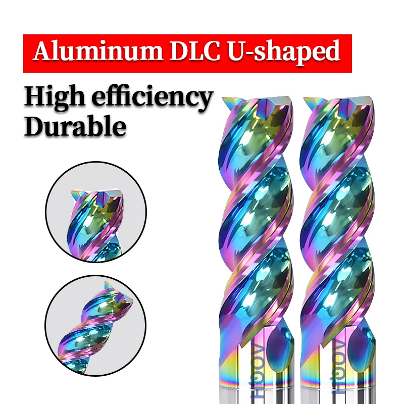 3 Nuten Aluminium-Schaftfräser 1 1,5 2 2,5 3 3,5 4 5 6 8 10 12 14 16 18 20 mm DLC-Beschichtung Schaftfräser U-Nut-Fräser Fräser
