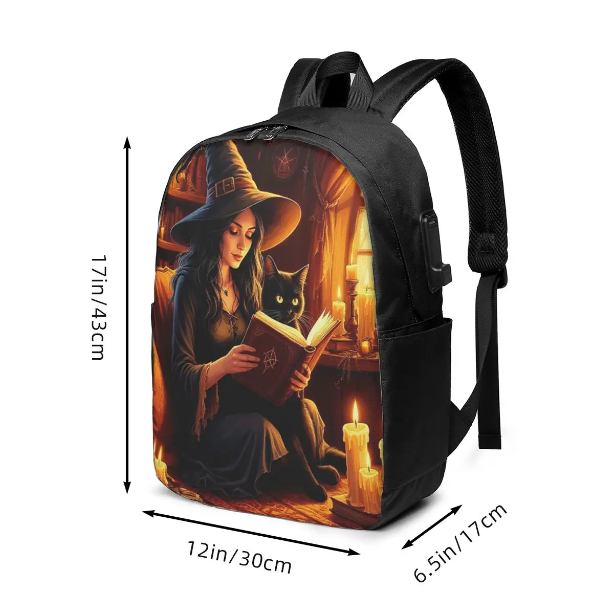 Witch Reading Books In Enchanted Forest Backpack Travel Notebook Bag Computer College Student School Bag Laptop Shoulder Bags