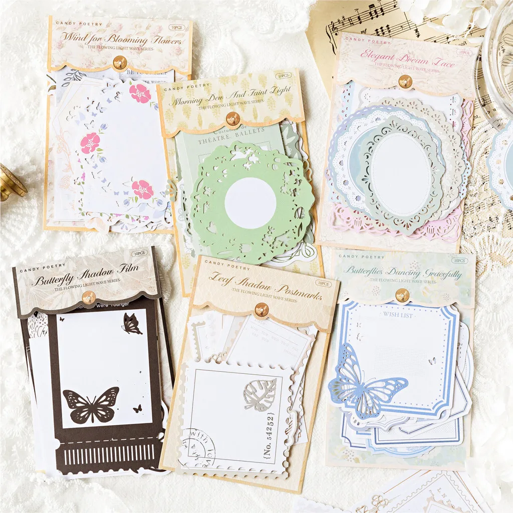 Journamm 10PCS Retro Hollow Note Paper DIY Scrapbooking Collage Junk Journal Aesthetics Stationery Planner Craft Paper