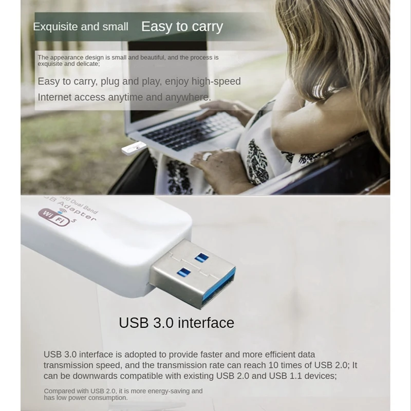 Mini USB Wifi Adapter Wireless AC Wifi Adapter 1300Mbps Antenna For Windows 7/8/10