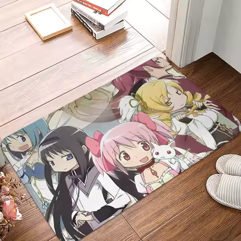 Girl Characters Puella Magi Madoka Magica Anime Non-Slip Carpet Doormat Living Room Kitchen Mat Entrance Door Decoration Rug