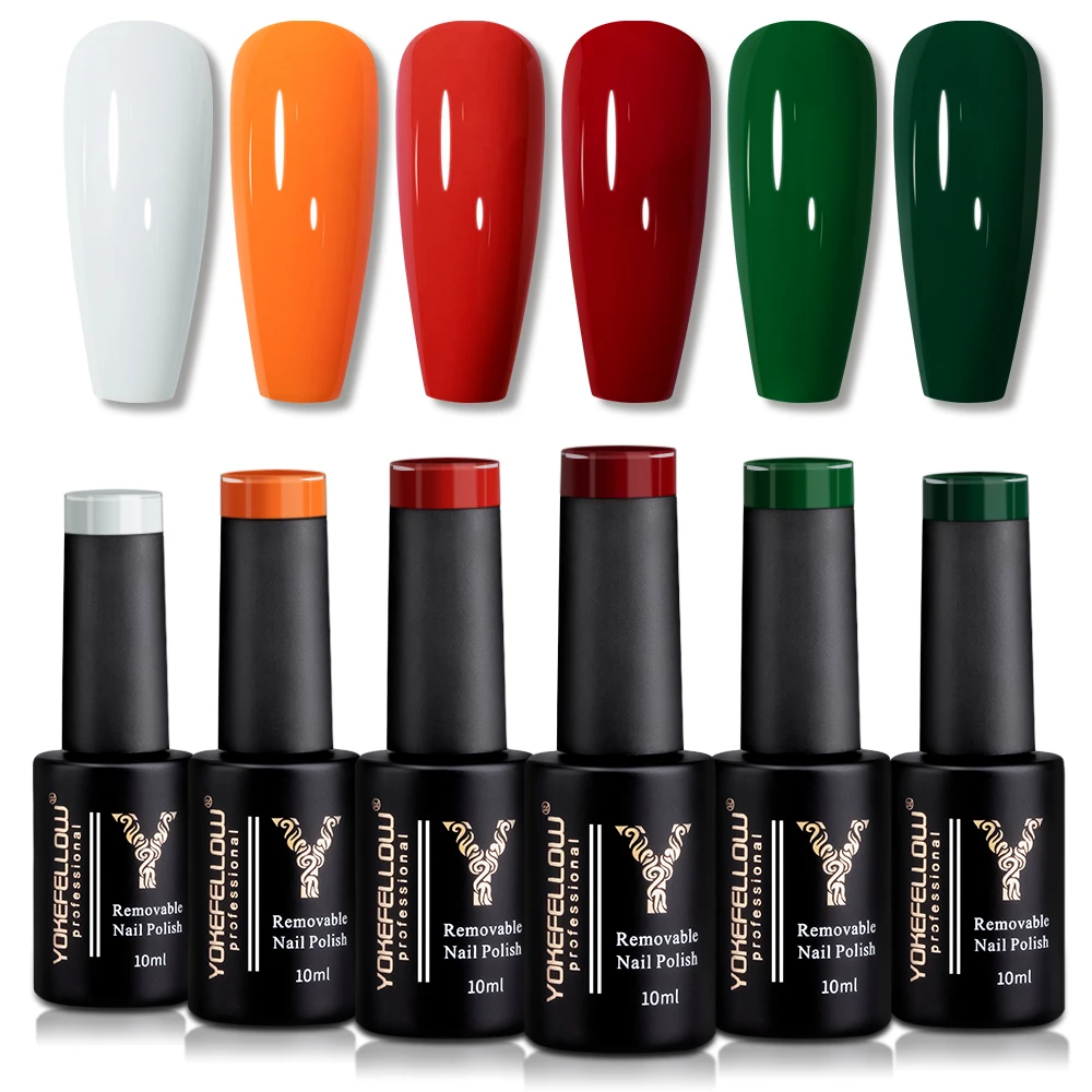 

YOKEFELLOW Gel Nail Polish Set Red Green 6Pcs 10ML Christmas New Year Semi permanent Gel Varnishes Rich Pigment for Manicure Kit