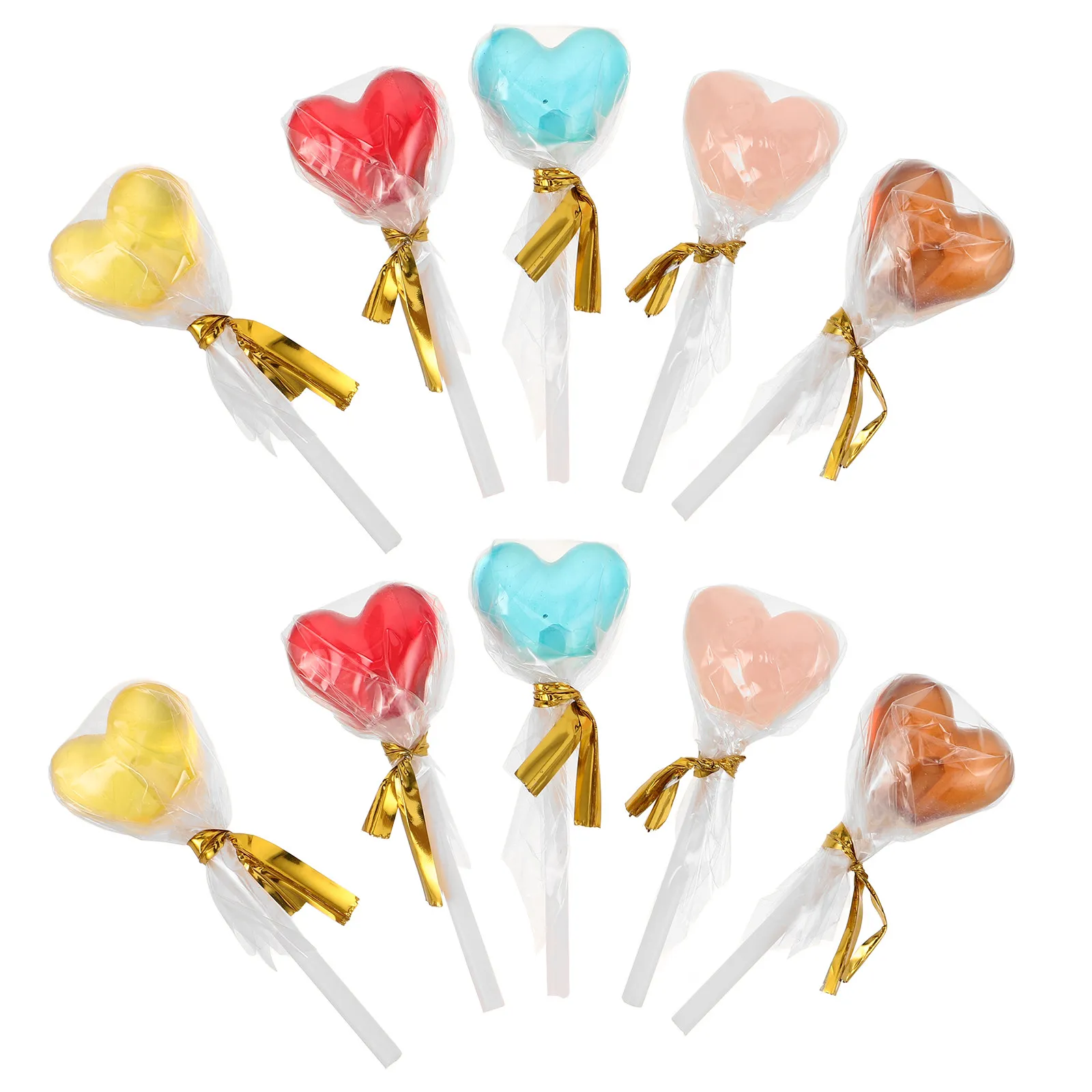 

10Pcs Lifelike Heart Lollipop Resin Miniatures Tiny Food Ornament for Dollhouse Decor Garden Patio Kitchen Scene Realistic Candy