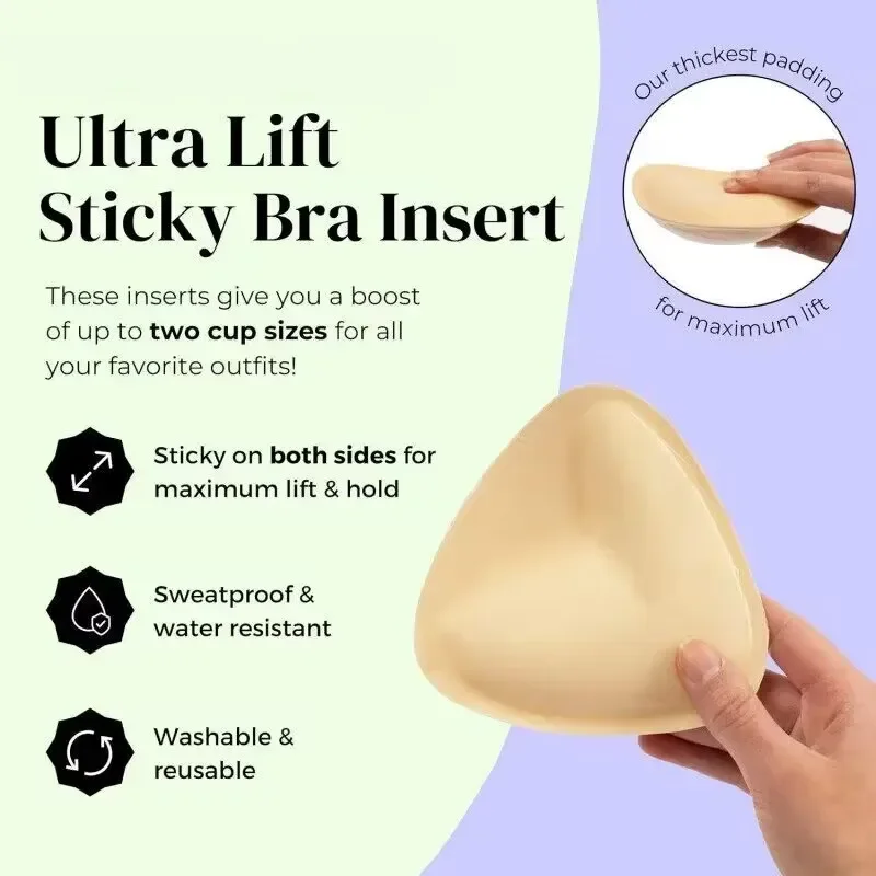 Triangle Ultra Boost Inserts Bra Double-Sided Sticky Bra Pads Adhesive Cup Enhancer Breast Lift Bra Pushup Bikini Pad Swim Sport