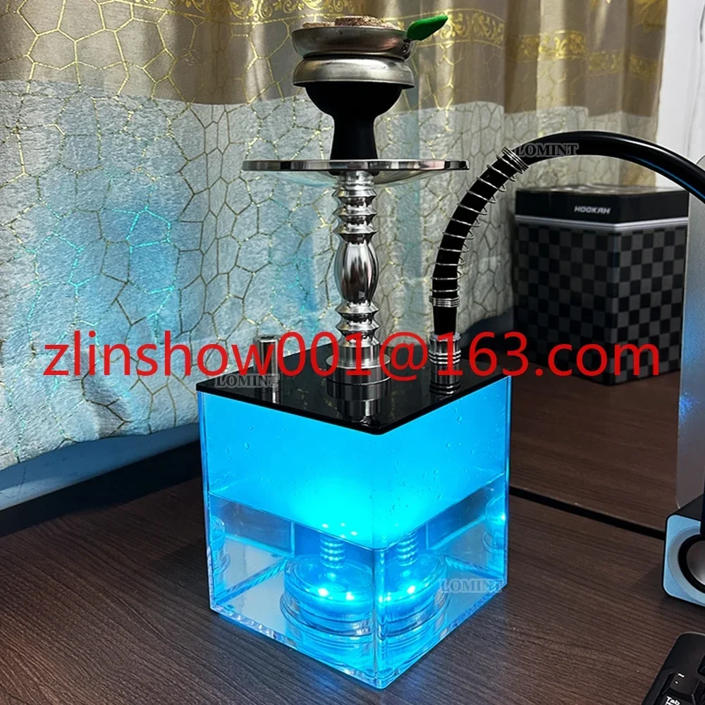 Clear Transparent Square Hookah Acrylic Shisha Set Complete Accessories Cachimba Smoke Box LOMINT LM-HP008-2