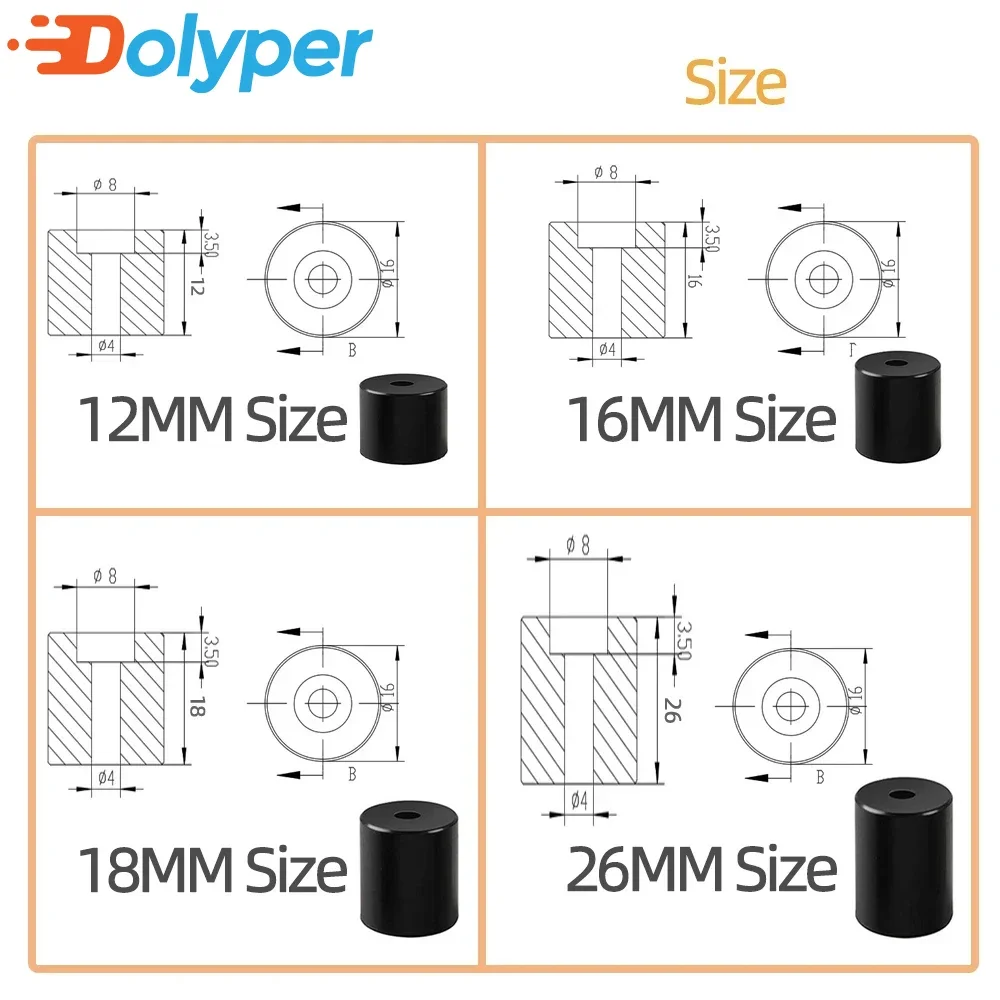 4 stücke Heißer Bett Nivellierung Spalte Silikon Solide Spacer Plattform Leveler Für CR-10/ Ende-3 V2 Prusa Anycubic Serie 3D Drucker Teile – Detail 1
