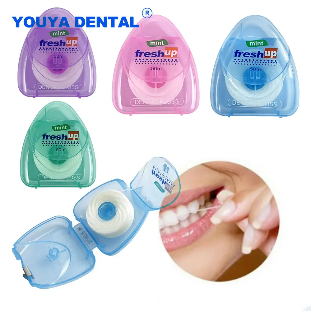 Dental 50m fio dental portátil flosser escova interdental dentes vara higiene oral fio limpo prático saúde cuidados orais palitos