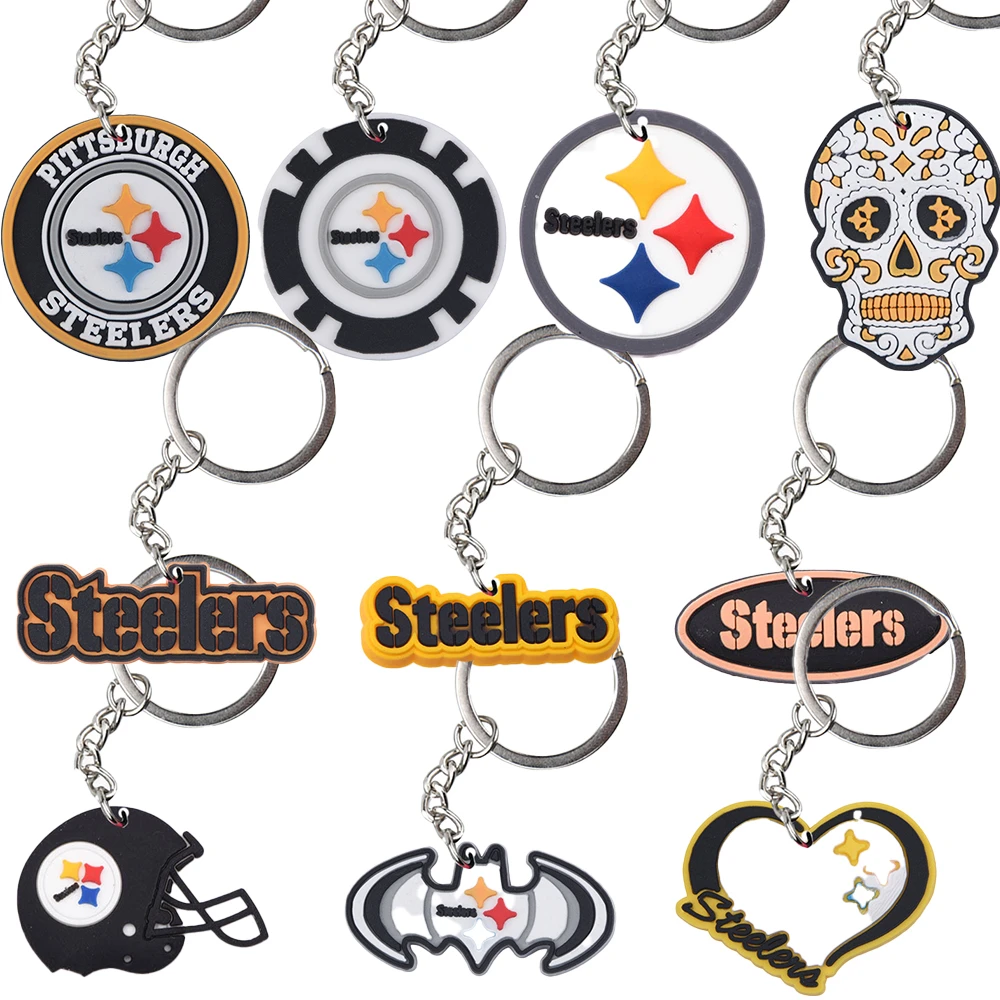 

Sport Football Helmet Keychains Boys Cool Keyrings Kids Bling Slogan Key Chains Black White Heart Key Rings For Men Women Gifts