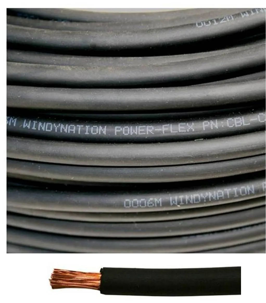 

2 AWG 10 ft Pure Copper Flexible Battery Cable for Car Inverter RV Solar