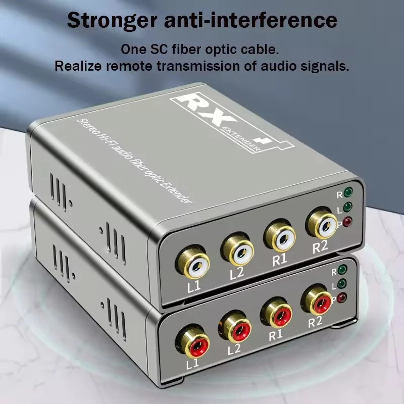 20Km Stereo Hifi Audio Fiber Optical Extender Over SC Fiber Optic Cable 4 Channel RCA To Fiber Audio Transmitter and Receiver