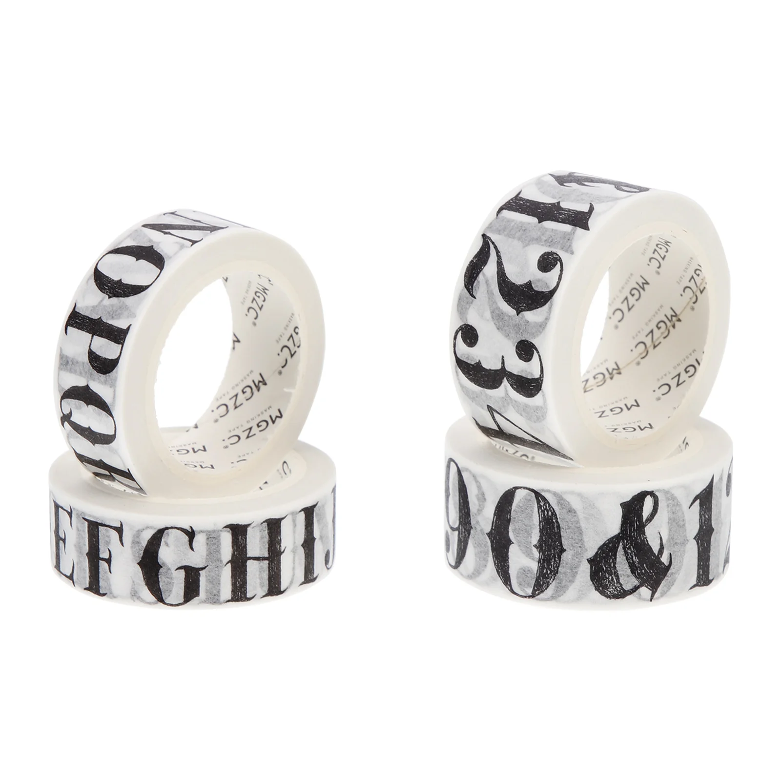 

4 Rolls Retro Text Stickers 15mm Letters 20mm Numbers Journal DIY Tape Washi Planner Scrapbook DecorativeVintage Words Stickers
