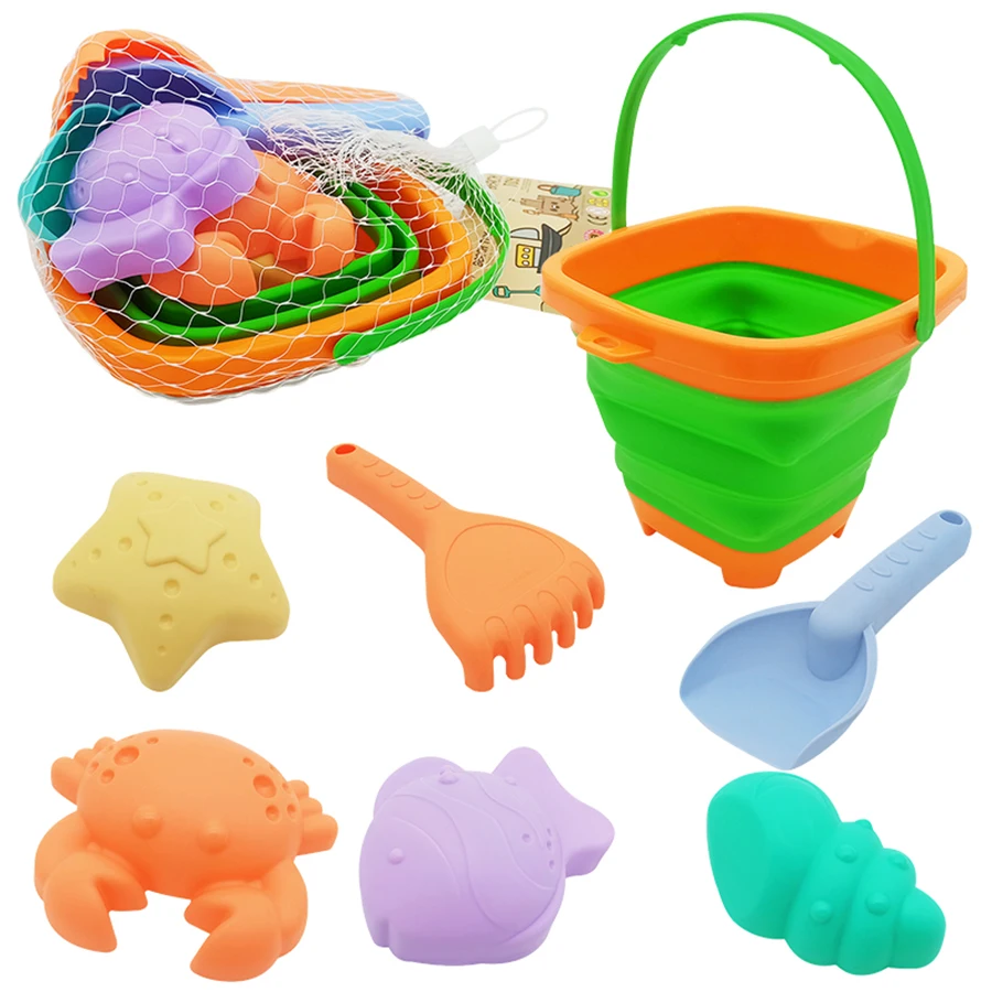 Children's foldable beach bucket sand shovel tool set boys and girls summer outdoor sand and water play toys