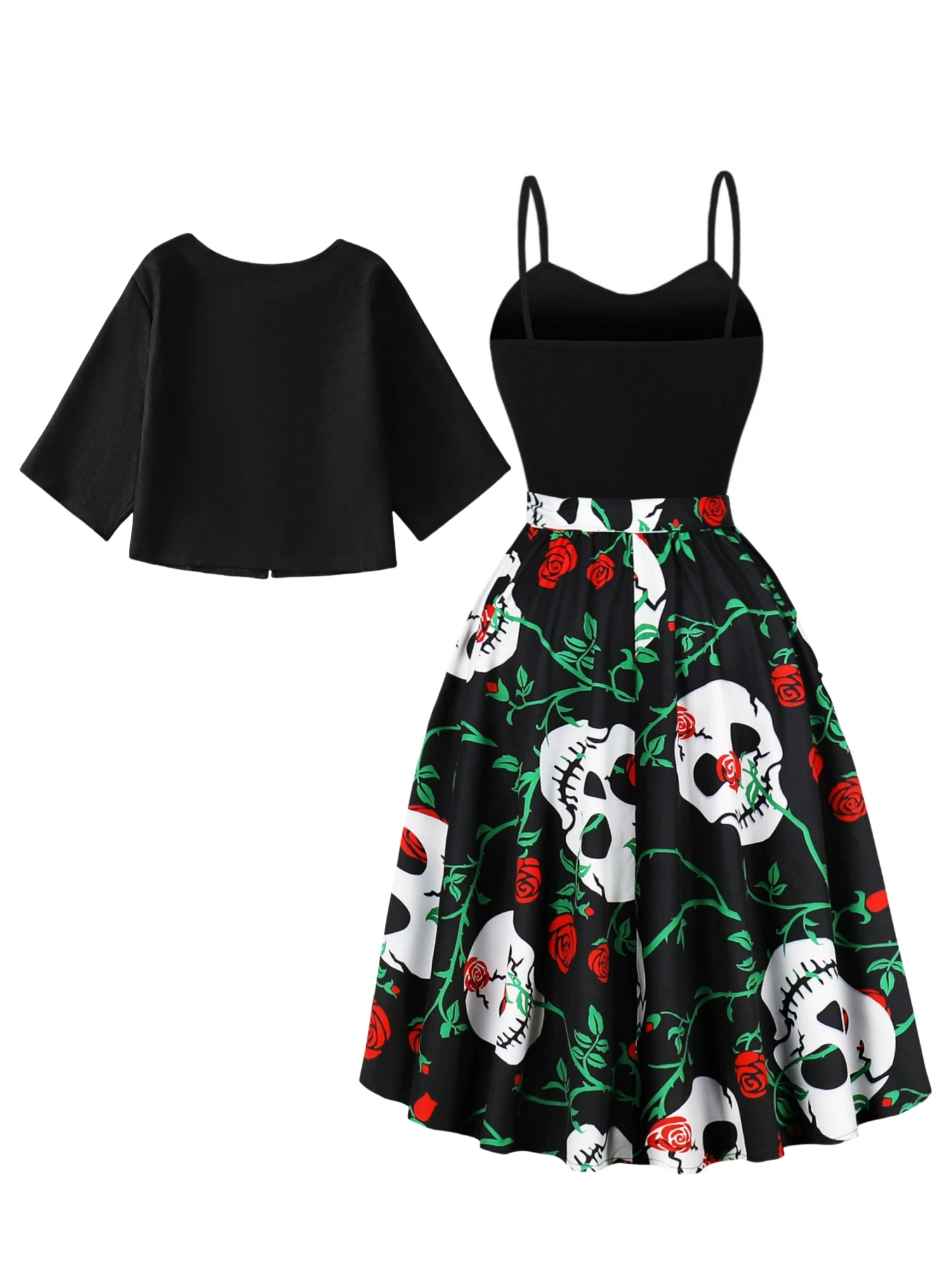 Halloween elegant party printed dress+small suit jacket