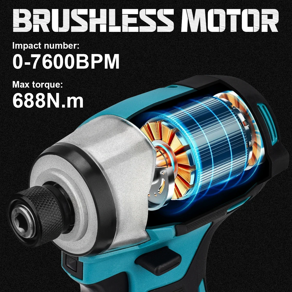 Draadloze Elektrische Slagschroevendraaier 688nm Elektrisch Gereedschap Oplaadbare Borstelloze Moersleutel Driver Kit 3-led Licht Voor Makita 18