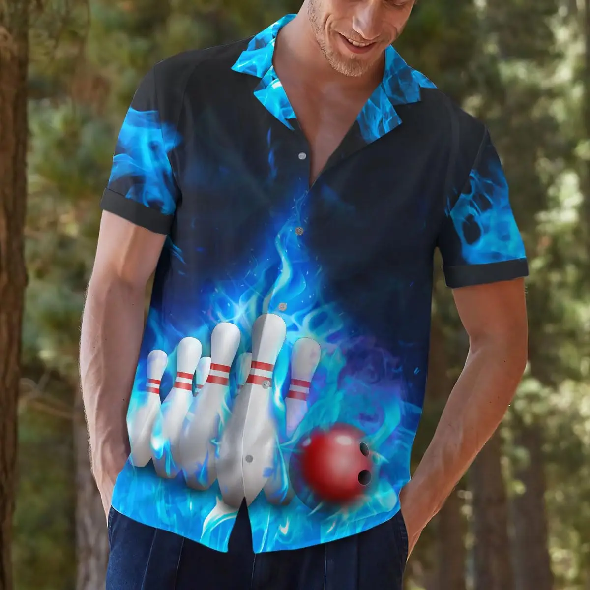 

Flame Bowling Club Uniforms Shirts Male 3D Print Unisex Hawaiian Shirts Summer Men Women Trend Short Sleeve Blouse Beach Y2k Top