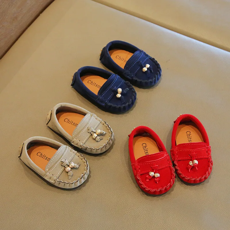 Children's Retro Shoes Soft-Soled Casual Shoes for Baby Boys British Style Leather Loafers Slip-on for Girls Fashion Moccasins