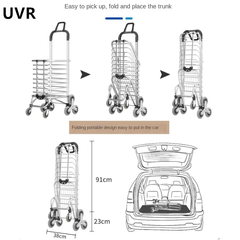 Imagem -03 - Uvr- Folding Handcart Casa Carrinho de Compras Tomando Entrega Expressa Escada Carrinhos Aço Inoxidável