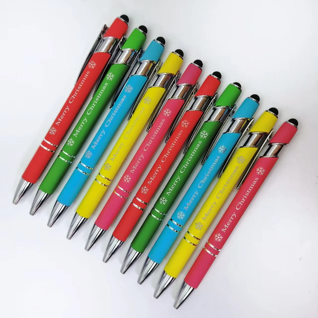 

12/18pcs Colorful and Beautiful Christmas Metal Ballpoint Pen with Snowflake Pattern as a Holiday Gift Metal Ballpoint Pen