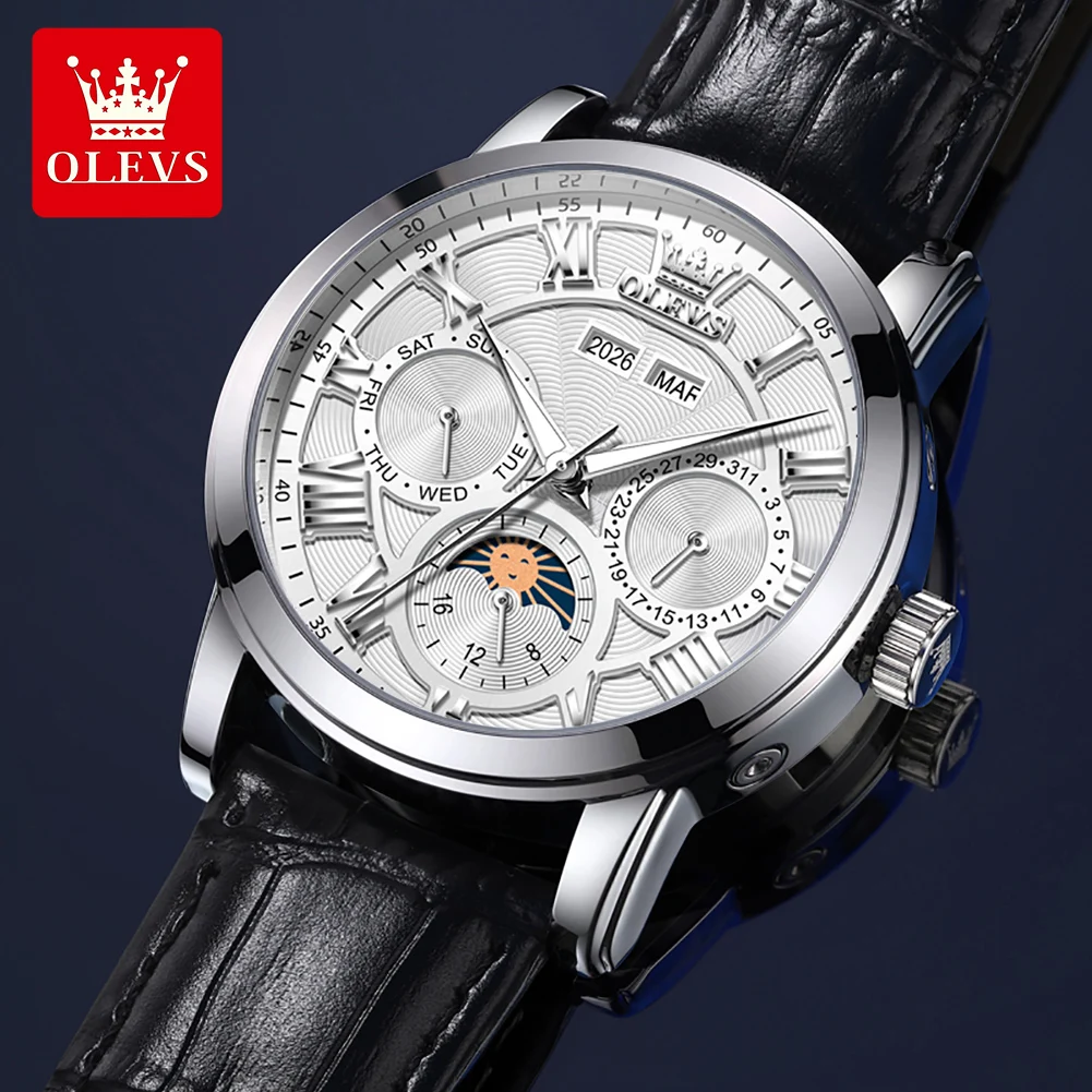 OLEVS 6785 Elegance Wristwatch Men Unique Dial Top Luxury Brand Original Mechanical Movement Night-light Function Waterproof