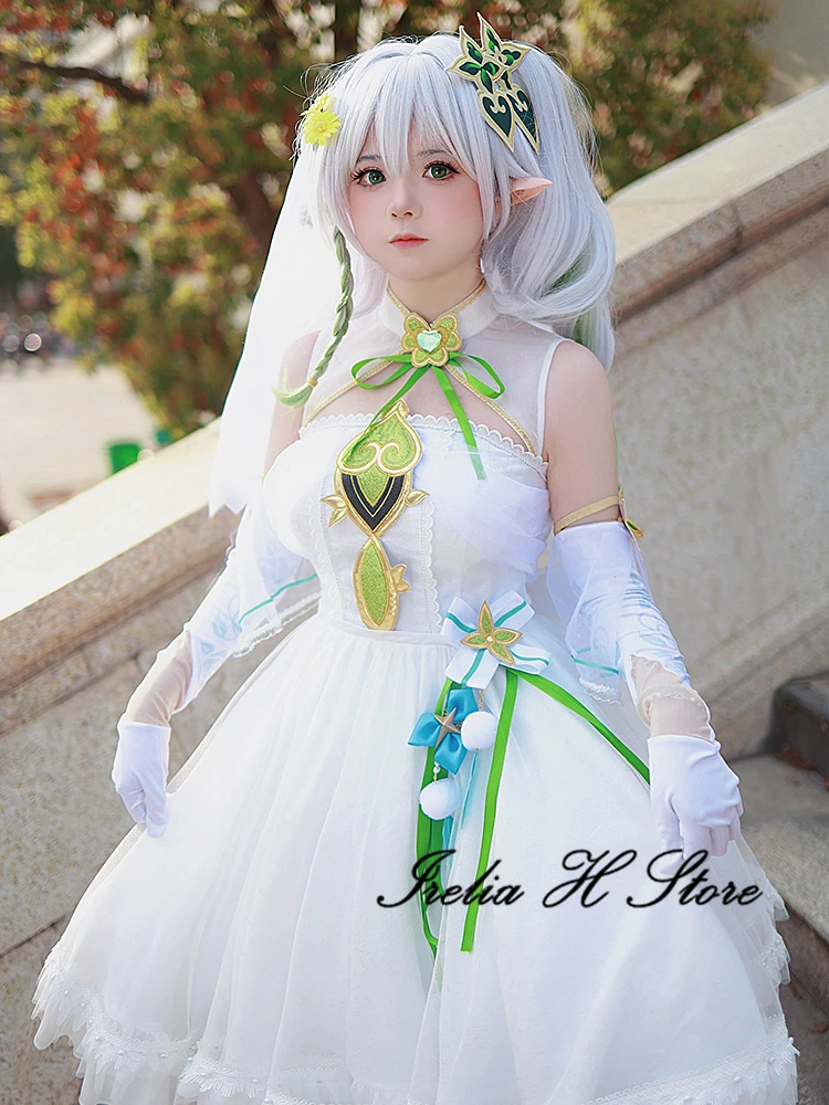 Irelia H Store Game Genshin Impact Nahida  Cosplay Costume Lesser Lord Kusanali Nahida White Dress Female Halloween Costume