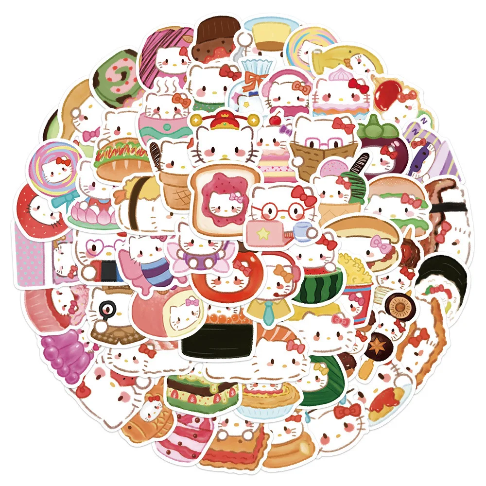 10/30/62pcs kawaii Hallo Kitty Aufkleber Sanrio Cartoon Aufkleber DIY Laptop Telefon Gitarre Auto Fahrrad Skateboard Graffiti Food Decals