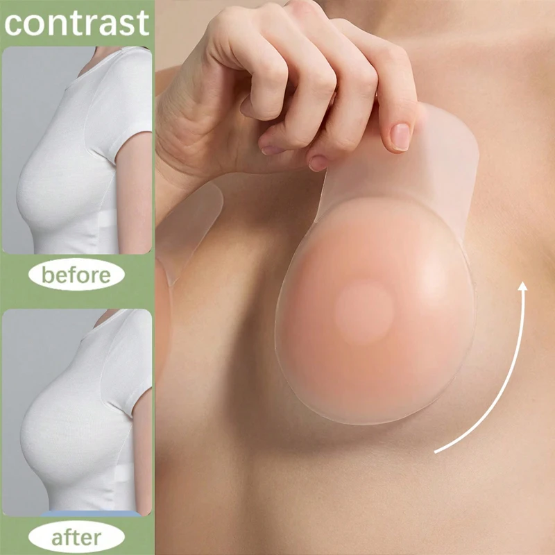 FINETOO Reusable Invisible Push Up Bra Nippe Cover for Women Sexy Seamless Self-Adhesive Lift Up Stickers Bra Strapless Lingerie