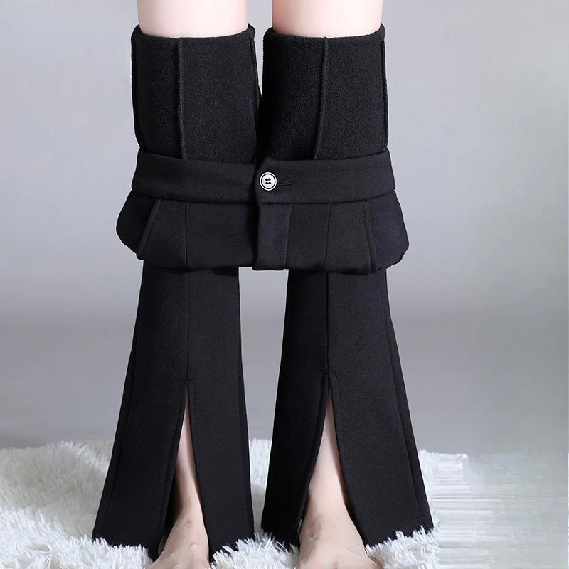 الشتاء رشاقته الدافئة عالية الخصر المرأة واسعة الساق مضيئة Capris السراويل للنساء OL مكتب بناطيل ضيقة امرأة بنطلون TT509