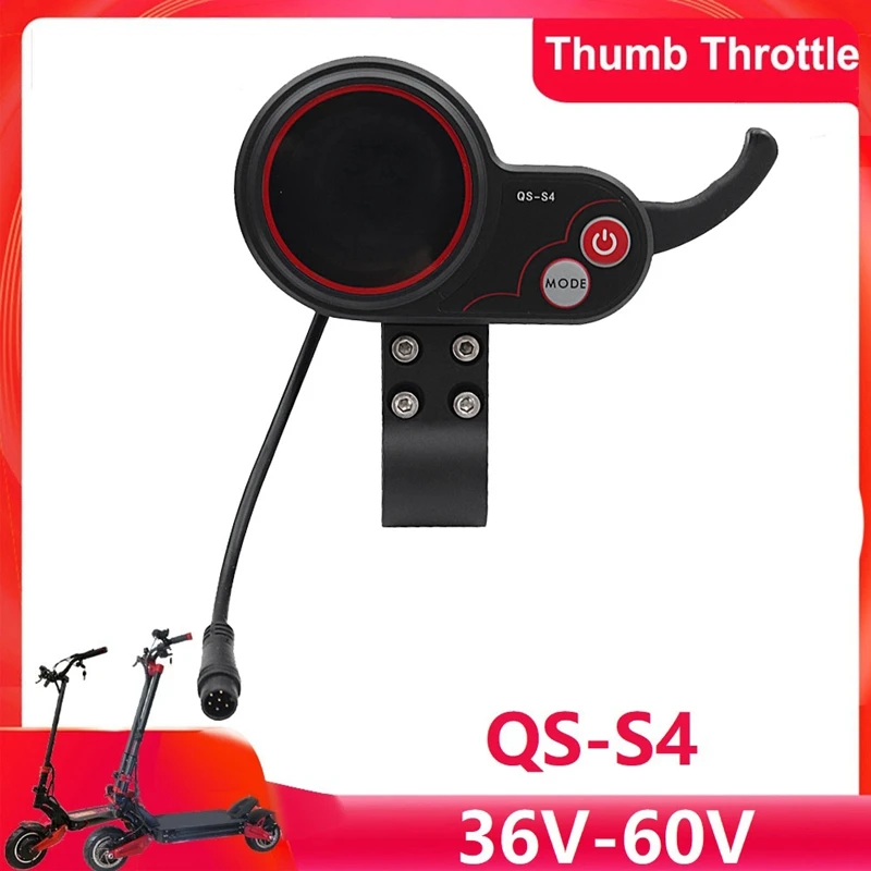 

QS-S4 36V-60V Thumb Throttle LCD Display Meter For Zero 8 9 10 8X 10X Electric Scooter 6PIN Display Accessories