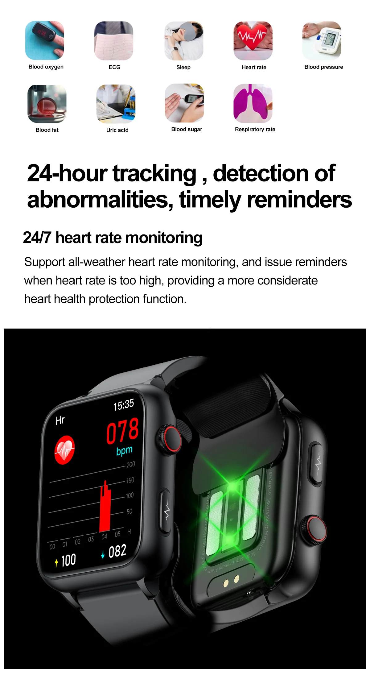 Reloj inteligente TK63, dispositivo con bomba de aire y bolsa de aire, presión arterial verdadera, ECG, temperatura, ácido úrico, lípidos en sangre,